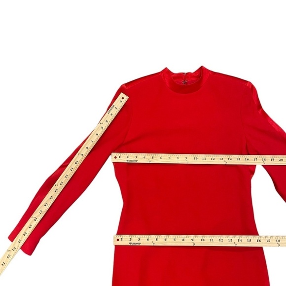Vintage Carolina Herrera Studio Red Long Sleeve Sheath Dress – Size Women’s 6 - Picture 5 of 12